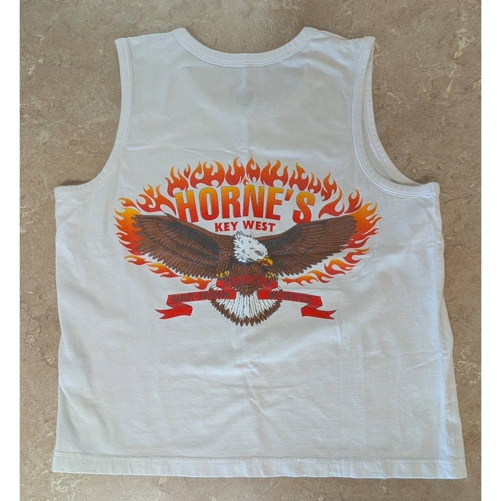 Harley Davidson Horne's Key West Eagle Flame Tank Top White XL Biker Americana